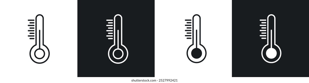 Temperature icon vector icon set black filled and outlined style.