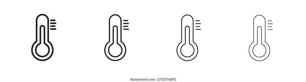 Ícones de temperatura projetados em estilo de contorno, linha e traçado