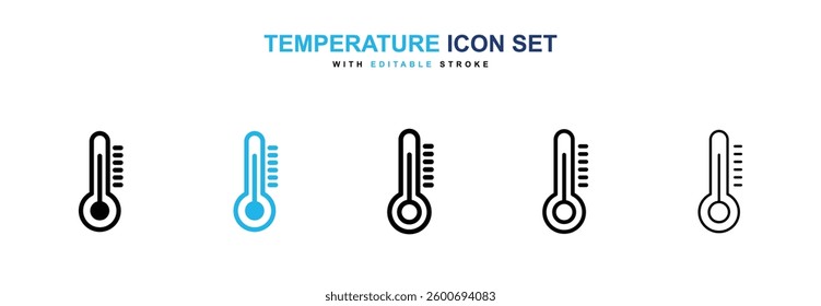 Temperature icons graphics set in black and blue colors