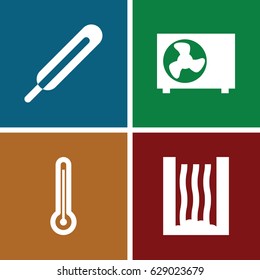 Temperature icons set. set of 4 temperature filled icons such as themometer, air conditioner, thermometer