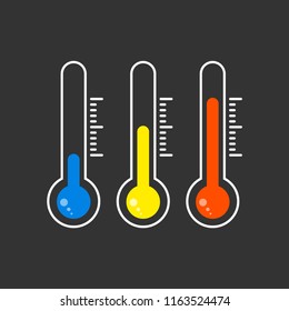 Temperature icons set in flat style. Vector illustration.