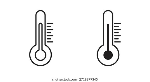 Iconos de la temperatura fijados aislados en la Ilustración vectorial plana del fondo blanco.