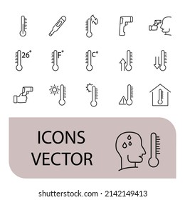 Temperature icons set . Temperature pack symbol vector elements for infographic web