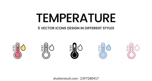 Los iconos de temperatura establecen la ilustración del vector. material vectorial,