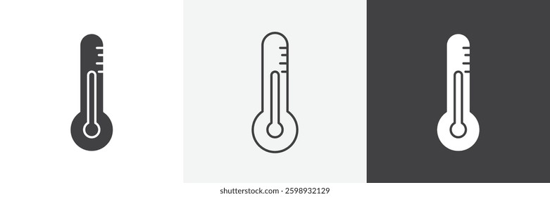 Temperature icons in Thin line black color. flat simple vector symbols illustration.