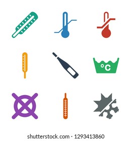 temperature icons. Trendy 9 temperature icons. Contain icons such as cold and hot mode, thermometer, no dry cleaning, laundry. temperature icon for web and mobile.