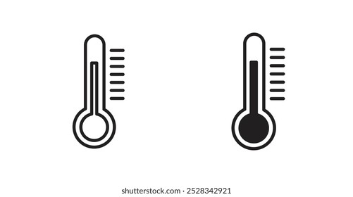 Iconos de temperatura. Conjunto de Vector en estilo relleno y línea.