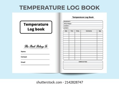 Temperature information checker interior. Body heat checker and patient medication planner medical accessories. Interior of a log book. Temperature tracker and patient information notebook.