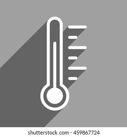 Temperature Level long shadow vector icon. Style is a flat temperature level white iconic symbol on a gray square background.
