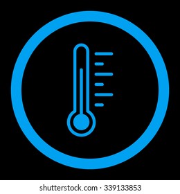 Temperature Level vector icon. Style is flat rounded symbol, blue color, rounded angles, black background.