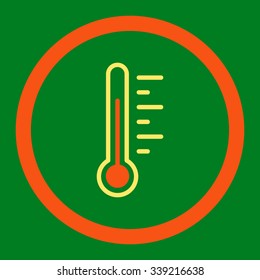 Temperature Level vector icon. Style is bicolor flat rounded symbol, orange and yellow colors, rounded angles, green background.