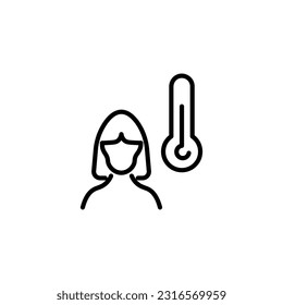 Temperature. Line icon, black, body temperature. Vector icon.