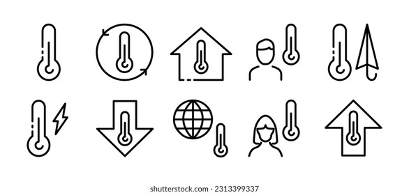 Temperature. Line icon, black, temperature icon. Vector icons