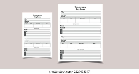 Temperature Log Book KDP Interior. Medical equipment and patient body temperature tracker interior