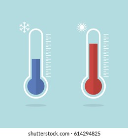 Temperature logo. Thermometer icon. Measuring hot and cold temperature