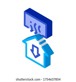Temperature Loss House Window Arrow Down vector isometric sign. color isolated symbol illustration