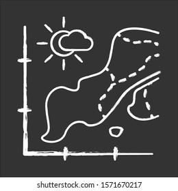 Temperature Map Chalk Icon. Weather Forecast Presentation. Information Graph, Data Chart. Seismic Activity Presentation. Climate Change Overcast. Statistics. Isolated Vector Chalkboard Illustration