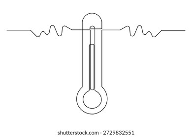 Icono de medición de temperatura de una sola línea de diseño minimalista de contorno aislado