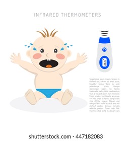 Temperature measurement of a small child vector illustration, 