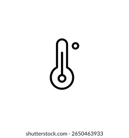 Temperature measurement symbol with thermometer and degree sign. Minimalist monoline icon for weather, science, or medical use. Isolated on white background.