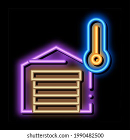 temperature measurements in garage neon light sign vector. Glowing bright icon temperature measurements in garage sign. transparent symbol illustration