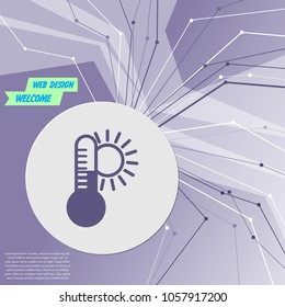 temperature, Medicine thermometer, Weather climate icon on purple abstract modern background. The lines in all directions. With room for your advertising. Vector illustration