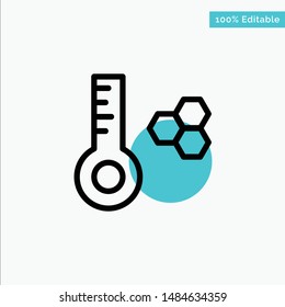 Temperature, Temperature Meter, Thermometer turquoise highlight circle point Vector icon. Vector Icon Template background