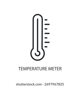 Ícones de linha fina do medidor de temperatura. Ilustração vetorial original.