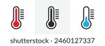 Temperature Monitor Icon Set. Vector symbols for measuring high and low temperatures. Indicators for climate warmth.