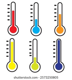 Temperature Monitor Icon Set. Vector symbols for measuring high and low temperatures. Indicators for climate warmth.