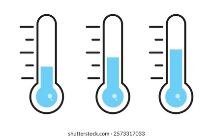 Temperature Monitor Icon Set. Vector symbols for measuring high and low temperatures. Indicators for climate warmth.