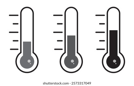 Temperature Monitor Icon Set. Vector symbols for measuring high and low temperatures. Indicators for climate warmth.