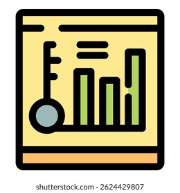 Temperature monitoring system is analyzing data and showing growing chart and thermometer icon