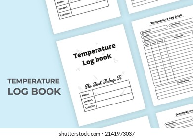 Temperature notebook interior. Fever temperature tracker and patient information checker template. Interior of a logbook. Temperature tracker and medication planner interior.