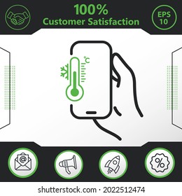 Temperature in phone vector icon graphic elements for your work - Modern design