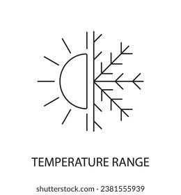 Temperature range line icon vector for food packaging, illustration of half sun and half snowflake