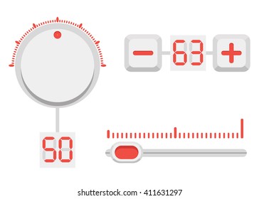 Temperature Regulator Vector, Set Knobs, Set Of Switches, Switch Icon, Digital Switch, Digital Controller, Slider Control Vector