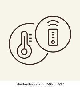 Temperature with remote control line icon. House, remote control, turn on. Smart house concept. Vector illustration can be used for topics like modern technologies, housing, smart system