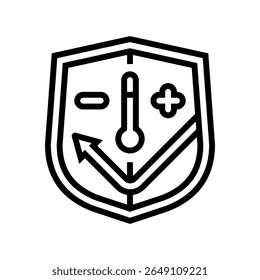 temperature resistant line icon vector. temperature resistant sign. isolated contour symbol black illustration