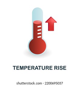 Temperature Rise icon. 3d illustration from climate change collection. Creative Temperature Rise 3d icon for web design, templates, infographics and more