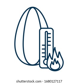 The temperature of roasting sunflower seeds. Fire flame and grain.Vector web outline thin line illustration on white background with editable stroke