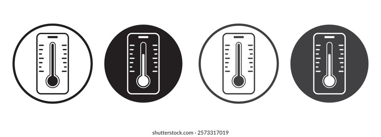 Temperature scale icon symbol. Weather sign. Thermometer with sun and snowflake icon. Hot and cold air temperature symbol in line and flat style for apps and websites, vector illustration
