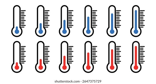 Temperature scale symbols. Hot and cold symbols