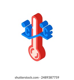 etiqueta de producto sensible a la temperatura advertencia icono isométrico Vector. etiqueta de producto sensible a la temperatura señal de advertencia.