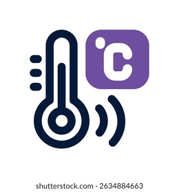 ícone duotônico do sensor de temperatura. Ícone vetorial moderno e elegante para sites, aplicativos móveis, materiais de marketing e design corporativo. Totalmente dimensionável e pronto para uso.