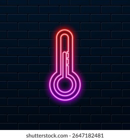 Sensor de temperatura. estilo neón. icono..