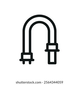 Temperature sensor probe isolated icon, waterproof temperature probe cable vector symbol with editable stroke