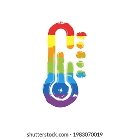 Temperatura, icono simple. Signo de dibujo con estilo LGBT, siete colores arcoiris (rojo, naranja, amarillo, verde, azul, índigo, violeta)