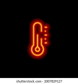 Temperatur, einfache Ikone. orangefarbener Neonstil auf schwarzem Hintergrund. Leuchtlineares Symbol mit bearbeitbarem Hub