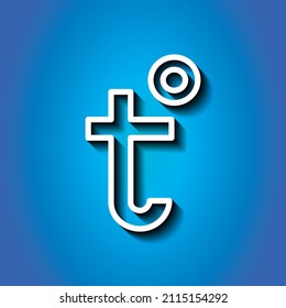 Temperature simple icon vector. Flat desing. White icon with shadow on blue background.ai